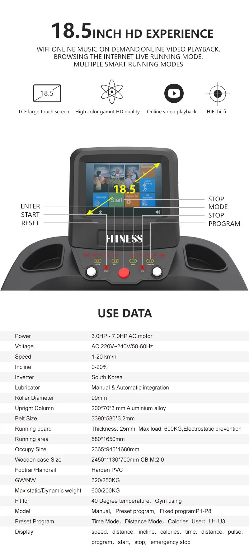 Commercial Indoor Home Gym Button Models Sporting Goods Electric Mechanical Treadmill Running Machine Price